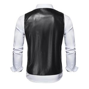 Custom Plus Size XS 8XL Factory-Made Men's Real Leather <b>Vest</b> <b>Slim</b> Single Breasted Office Blazer with Stand Collar Sleeveless - Product Image 4