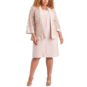 Abito a tubino in raso comodo da donna R&M Richards e giacca con soutache in rosa, taglia 18W, vita naturale - Product Image 1