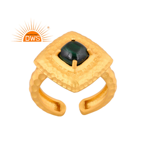 Latest Handmade Design 18K Gold Plated Natural Malachite Gemstone <b>Adjustable</b> <b>Ring</b> Custom Jewelry Manufacturer - Product Image 1