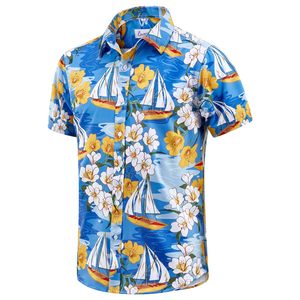 Chemises habillées boutonnées en sergé imprimé par sublimation, col montant, poche, manches courtes, style business décontracté, printemps, respirant - Product Image 1