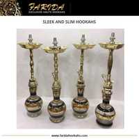 Chicha Farida élégante et fine, de luxe, mini, en laiton égyptien, avec miroir, style traditionnel et moderne torsadé, avec tuyau lavable de deux mètres, noire