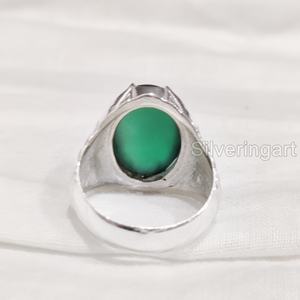Anillo para hombre al por mayor, piedra preciosa de ónix verde Natural, anillo de piedra natal de diciembre, todos los tamaños, joyería fina árabe, anillo de Plata de Ley 925 - Product Image 6