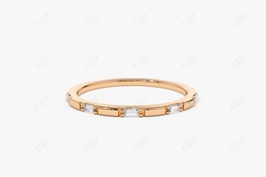 Custom Wholesale Lab Grown Diamond Baguette Wedding Band 14k Full Eternity <b>Stacking</b> <b>Ring</b> Dainty Fashion Fine Gold Women Jewelry - Product Image 3