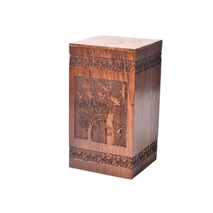 Handmade Wooden Pet <b>Urn</b> Rectangle Shape Tree of Life Design Durable for Dogs - Product Image 5