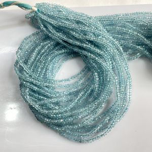 Perles en forme de rondelle à facettes aigue-marine de qualité supérieure perles minuscules pierres précieuses naturelles bleues perles en gros boutique - Product Image 1