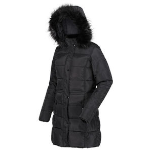Manteau long parka en nylon isolé pour femme Noir Chauffant Grande taille Hiver Bulle rembourrée matelassé - Product Image 3