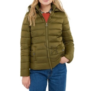 Women's Stylish Lightweight Nave <b>Blue</b> Puffer Jacket with Attached White Hood Breathable <b>Canvas</b> Waterproof Feature - Product Image 1