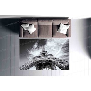 Tapis imprimé coloré de la Tour Eiffel de Paris - Cadeau pour les tapis de maison, tapis en velours de luxe - Product Image 2
