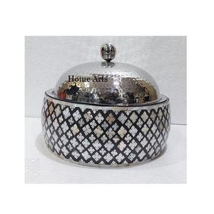 Pot chaud de service de nourriture de conception avantageuse avec le couvercle en verre dans la marmite chaude en bois et en nacre pour l'usage à la maison d'hôtel - Product Image 2