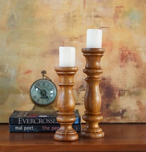 Classic Wooden Candle Holder Set Of 2 With Premium Finish Ideal For Home Decoration Dining Table And Gifting From India - Product Image 5