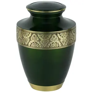 Cendres humaines pour funérailles en métal classique Matt Bronze urnes de crémation et taille personnalisée urnes commémoratives en vert - Product Image 1