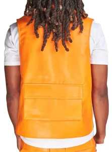 OEM personalizado de invierno de alta calidad Mulit bolsillos hombres chaqueta de cuero chalecos Streetwear chaleco estilo cargo chaleco para hombres - Product Image 3