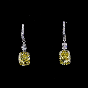 Pendientes de Aro Ovalados de Lujo con Gema Amarilla de Laboratorio y Diamantes Cultivados en Laboratorio |   Colección Fiesta - Product Image 1
