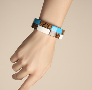 High Quality Resin Checkered <b>Bangle</b> Bracelet | Acrylic <b>Wood</b> Trendy Party Fashion Jewelry | Wholesale Custom Design - Product Image 4
