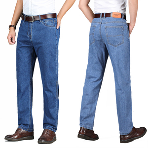 Jeans pour hommes 2025, marque personnalisée, 100% coton, décontracté, droit, été, léger, adoucissant, pantalon en denim pour hommes, taille plus - Product Image 1