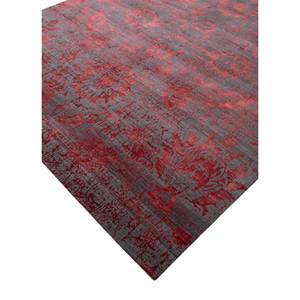 Alfombra Kavi Gris y Negra Anudada a Mano de Lana y Seda de Bambú con Diseño Floral Teoría del Caos para Hogar y Pasillo, Modelo Rectangular Esk-624 - Product Image 2