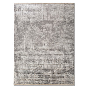 Tapis en laine et soie de bambou noué à la main, motif floral Pansy, ivoire, design puzzle rectangulaire pour la maison, l'entrée, la chambre d'un adolescent -Srb(158) - Product Image 1