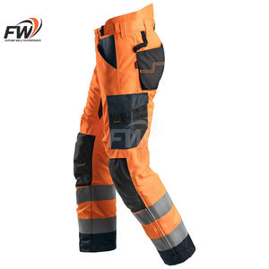 Pantalones de Trabajo de Alta Visibilidad para Hombre con Bolsillos en las Rodillas, Tela Elástica y Transpirable, Cinta Reflectante, Entrega Rápida, Liquidación - Product Image 3