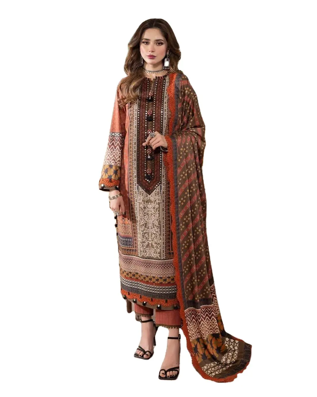 Vente chaude Bollywood Salwar Kameez Indien Pakistanais Designer Punjabi Dhoti Party Wear Robe Tissu Eid Collection Vente Robe