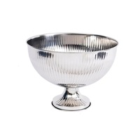 Grand bol décoratif de luxe en aluminium argenté, finition brillante, écologique, moderne, pour la maison, porte-fleurs sur piédestal