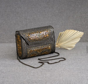 Femmes blanches embrayages en métal Vintage fait à la main mosaïque pochette sac à main mariée femmes fête ware AU PRIX DE GROS PAR ARTISANAT DE LUXE - Product Image 4