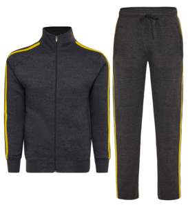 Survêtements personnalisés dernière Offre Spéciale de qualité supérieure en gros hommes gris foncé et rayures jaunes Gym Fitness vêtements de course ensembles de survêtements - Product Image 3