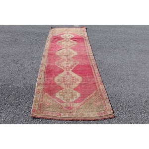 พรมขนาด 3.2x9.3 ฟุต, พรมวินเทจตุรกี, พรมขนสัตว์ลายต้นไม้และพืชสีแดง - Product Image 1