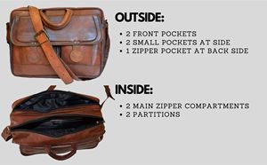 Mens Genuine Leather <b>Briefcase</b> <b>Laptop</b> Messenger <b>Bag</b> Shoulder Sling Handbag For Office And Casual Use. - Product Image 4