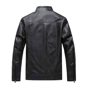 Chaqueta de Cuero Clásica Estilo Motero para Hombre, Impermeable, Ecológica y Moderna con Logotipo Frontal para Motociclistas y Hombres Modernos - Product Image 3