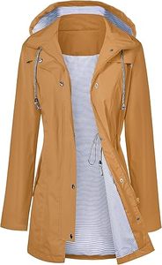 Trenchs à capuche longs imperméables pour femmes Veste de voyage coupe-vent pour toutes les saisons-pour l'automne et l'hiver - Product Image 2