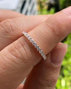 Bague de mariage en diamant cultivé en or 10 carats bijoux en diamant de laboratoire bague d'éternité en diamant rond bague de fiançailles cadeau pour alliance - Product Image 2