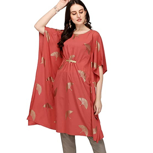Wholesale Unique Stylish Vintage Indian Cotton Hand Block Printed Short <b>Kaftan</b> Pajama Sets <b>for</b> <b>Women</b> Night Sleep Wearing Dresses - Product Image 1