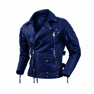 Wholesale High Quality Winter Men's PU <b>Leather</b> Jacket Stand Collar Front Logo Breathable/Windproof/Waterproof Slim Fit Custom - Product Image 1