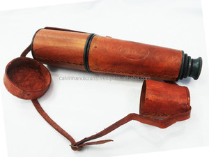 Nautical Antique Marine Spyglass Tourist 18 pouces télescope en laiton avec étui en cuir cadeau - Product Image 5