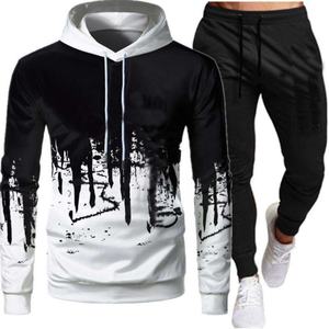 <b>Men's</b> Custom Athletic Cotton Jogger Sweatsuit <b>Hoodies</b> for Gym <b>Running</b> Sport Training Winter Eco-Friendly Printed Tracksuits - Product Image 2