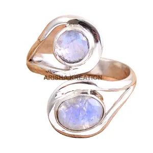 实心925纯银月光石绿色onyx larimar紫水晶手工设计师戒指饰品