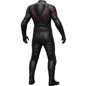 Mono de Motociclismo de Cuero Vacuno/Canguro MotoCP, Estilo Negro y Rojo para Hombre/Mujer, Traje de Carreras de Motocicleta con Protección CE - Product Image 2
