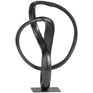 Sculpture décorative abstraite en métal aluminium Décoration intérieure Sculpture polie moderne Statue en aluminium abstrait gris foncé aluminium - Product Image 2