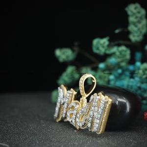 Colgante Personalizado de Hip Hop, Plata de Ley 925, Moissanita VVS, Corte Brillante Redondo, Diamante, Letra con Nombre - Product Image 5