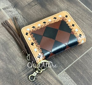 Nuevo llavero de monedero con cremallera de cuero a cuadros pequeño de lujo para mujer, monedero pequeño para mujer, tarjetero, billetera para mujer - Product Image 1