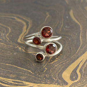 Elegant Multi-Garnet Stone <b>Adjustable</b> <b>Ring</b> 4.5 Grams Fashionable Bezel Setting Gift Jewelry - Product Image 1