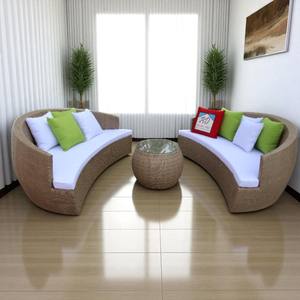 Ensemble de meubles en faux osier PRSF-003 en poly rotin grand patio extérieur sièges de loisirs en forme de lune pour salon Villa atelier - Product Image 2