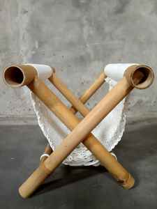 ชั้นวางนิตยสารอาร์ตเดคโคทรงกลมทำจากไม้ไผ่สีน้ำตาลธรรมชาติอุปกรณ์ตกแต่งบ้านที่เป็นมิตรกับสิ่งแวดล้อม - Product Image 1