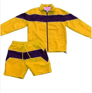 Chaqueta y pantalones cortos cortavientos de poliéster personalizados para hombre, conjunto de chándal Unisex 3/4 con cremallera, conjunto corto cortavientos de dos piezas de nailon para hombre - Product Image 2