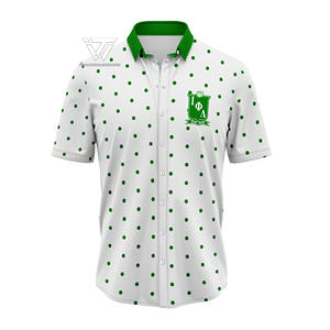 Vêtements de sororité grecque Iota Phi Lambda prêts à expédier chemise boutonnée décontractée à pois sublimés - Product Image 1
