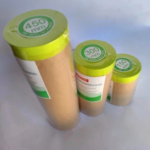 Rouleau de papier de masquage pré-adhésif Film PE + Ruban Kraft Largeur 150-450mm Protection contre l'humidité pour la peinture automobile pour ateliers de carrosserie - Product Image 5