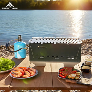 INBESTCAMP Portable Mini BBQ Gril À Gaz Pliable En Acier Inoxydable Gril Extérieur pour Camping & <span class=keywords><strong>Barbecue</strong></span> À <span class=keywords><strong>Charbon</strong></span> De Bois - Product Image 1