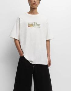 T-shirt imprimé en maille surdimensionné pour homme, style 2025, haute qualité, personnalisé OEM, 100% coton, épaules tombantes, imprimé des deux côtés - Product Image 5