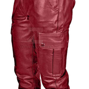 Made Pakistan Low MOQ Genuine Leather Casual Men's Dark Wash Mid Waist High Quality Breathable Lightweight Winter <b>Pant</b> Low Price - Product Image 6