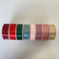 Ruban en satin décoratif simple ou double face, ruban en polyester avec bordure dorée pour gâteau de mariage, nœud cadeau, emballage, couleur unie